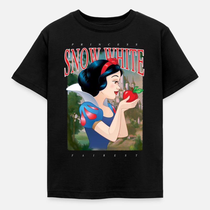 Schneewittchen Profilansicht Mit Rotem Apfel - Kinder T-Shirt - Schwarz