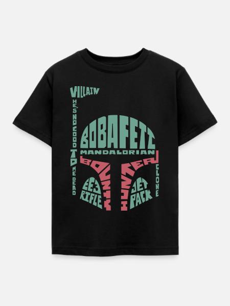 Star Wars: Mandalorian Helm Aus Schriftzügen - Kinder T-Shirt - Schwarz