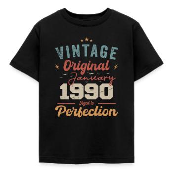 January 1990 Legend for 34 years - Kids' T-Shirt - black - Front - AI Model Kid Female (0cm)