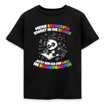 Meine Schwester Einschulung Boss Im Kindergarten - Kinder T-Shirt - Schwarz - Vorne - AI Model Kid Female (0cm)
