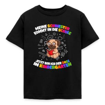 Meine Schwester Einschulung Boss Im Kindergarten - Kinder T-Shirt - Schwarz - Vorne - AI Model Kid Female (0cm)