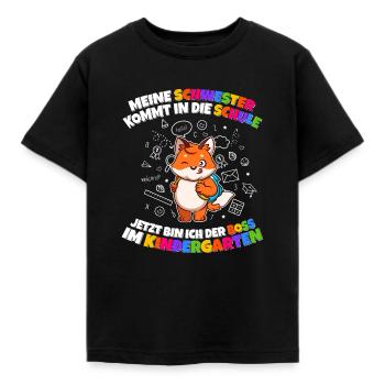 Meine Schwester Einschulung Boss Im Kindergarten - Kinder T-Shirt - Schwarz - Vorne - AI Model Kid Female (0cm)