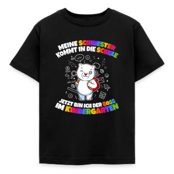 Meine Schwester Einschulung Boss Im Kindergarten - Kinder T-Shirt - Schwarz - Vorne - AI Model Kid Female (0cm)