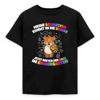 Meine Schwester Einschulung Boss Im Kindergarten - Kinder T-Shirt - Schwarz - Vorne - AI Model Kid Female (0cm)