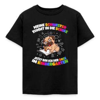 Meine Schwester Einschulung Boss Im Kindergarten - Kinder T-Shirt - Schwarz - Vorne - AI Model Kid Female (0cm)