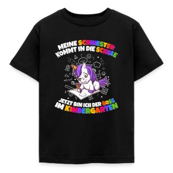 Meine Schwester Einschulung Boss Im Kindergarten - Kinder T-Shirt - Schwarz - Vorne - AI Model Kid Female (0cm)
