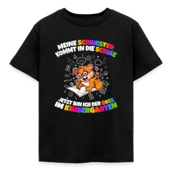 Meine Schwester Einschulung Boss Im Kindergarten - Kinder T-Shirt - Schwarz - Vorne - AI Model Kid Female (0cm)