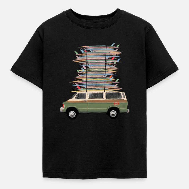 Surf Bus - Kinder T-Shirt - Schwarz