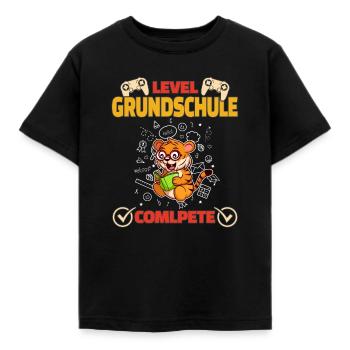 Level Grundschule Complete Gaming Gamer 5. Klasse - Kinder T-Shirt - Schwarz - Vorne - AI Model Kid Female (0cm)