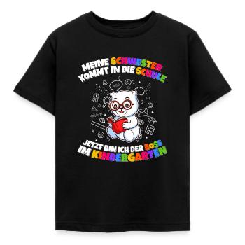 Meine Schwester Einschulung Boss Im Kindergarten - Kinder T-Shirt - Schwarz - Vorne - AI Model Kid Female (0cm)