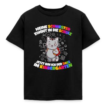 Meine Schwester Einschulung Boss Im Kindergarten - Kinder T-Shirt - Schwarz - Vorne - AI Model Kid Female (0cm)