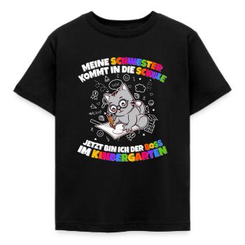 Meine Schwester Einschulung Boss Im Kindergarten - Kinder T-Shirt - Schwarz - Vorne - AI Model Kid Female (0cm)