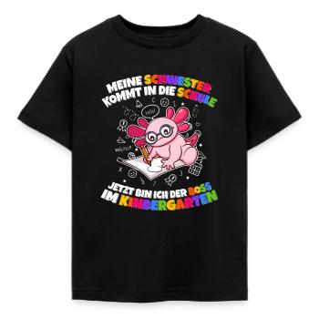 Meine Schwester Einschulung Boss Im Kindergarten - Kinder T-Shirt - Schwarz - Vorne - AI Model Kid Female (0cm)