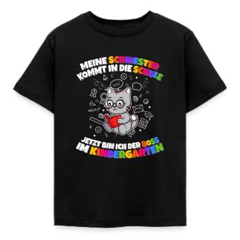 Meine Schwester Einschulung Boss Im Kindergarten - Kinder T-Shirt - Schwarz - Vorne - AI Model Kid Female (0cm)