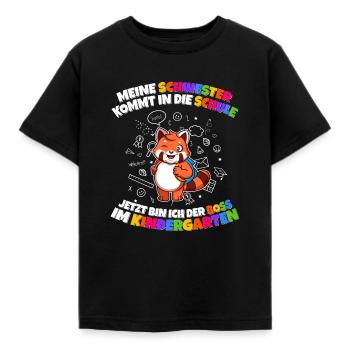 Meine Schwester Einschulung Boss Im Kindergarten - Kinder T-Shirt - Schwarz - Vorne - AI Model Kid Female (0cm)