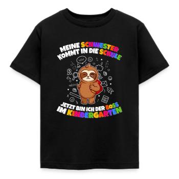 Meine Schwester Einschulung Boss Im Kindergarten - Kinder T-Shirt - Schwarz - Vorne - AI Model Kid Female (0cm)