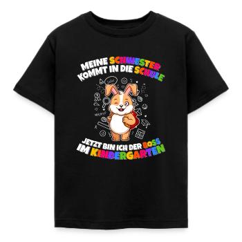 Meine Schwester Einschulung Boss Im Kindergarten - Kinder T-Shirt - Schwarz - Vorne - AI Model Kid Female (0cm)