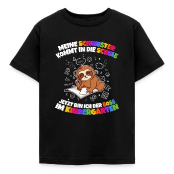 Meine Schwester Einschulung Boss Im Kindergarten - Kinder T-Shirt - Schwarz - Vorne - AI Model Kid Female (0cm)