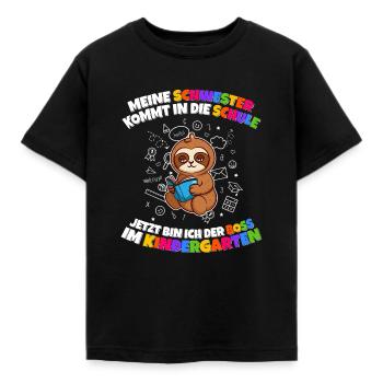Meine Schwester Einschulung Boss Im Kindergarten - Kinder T-Shirt - Schwarz - Vorne - AI Model Kid Female (0cm)