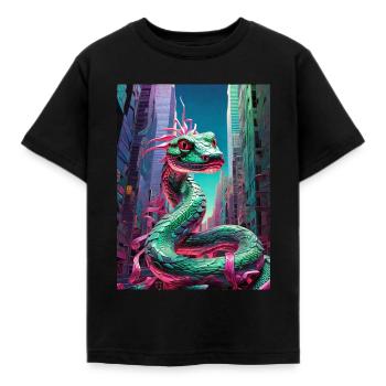 serpent sur la ville - T-shirt Enfant - noir - Devant - AI Model Kid Female (0cm)
