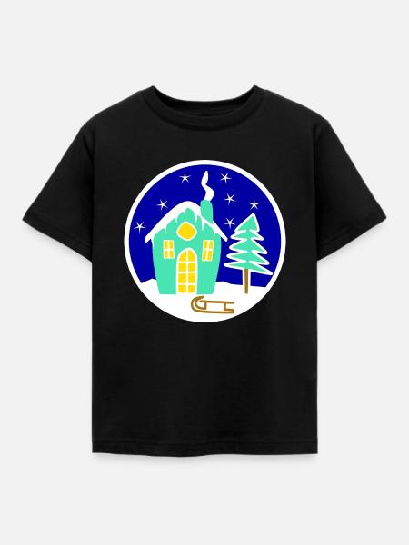 Winterlandschaft - Kinder T-Shirt - Schwarz