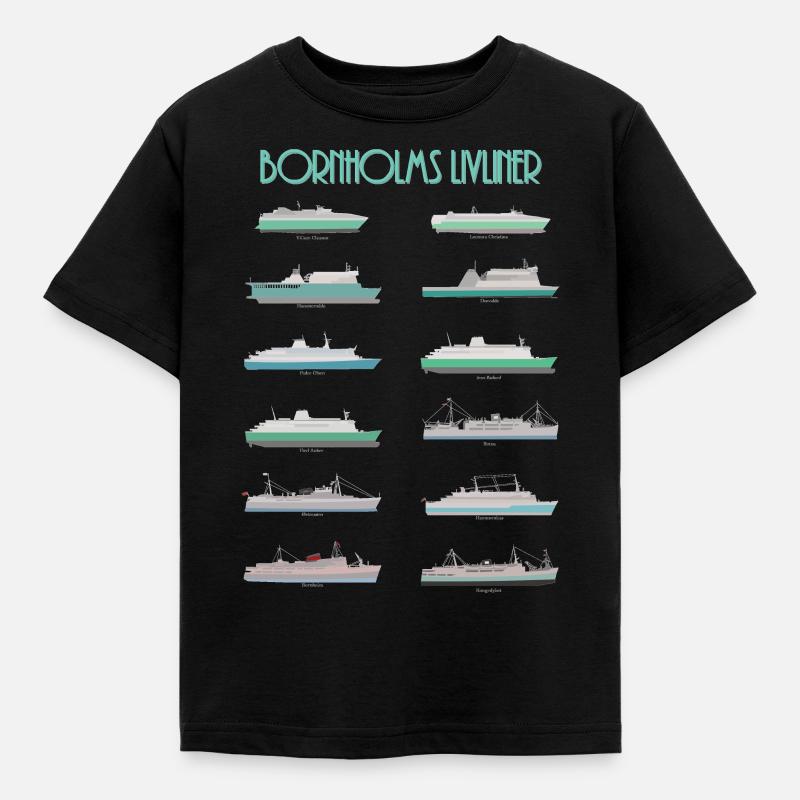 Bornholmske færger - Børne-T-shirt - sort
