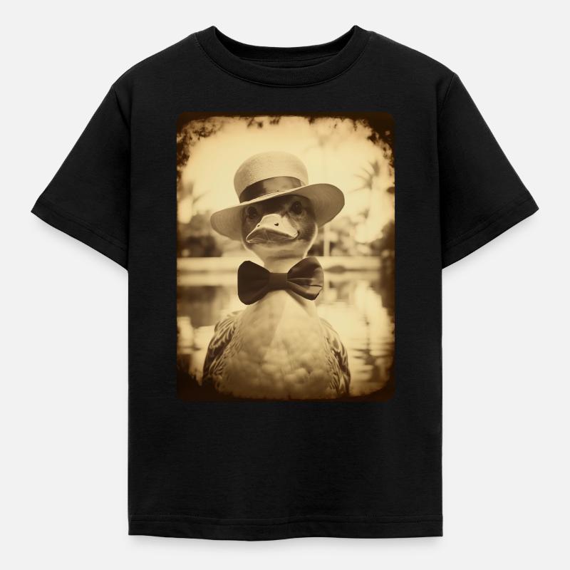 Sir Waddleberry Quackington se détend à la piscine - T-shirt Enfant - noir