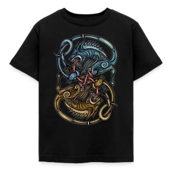 Wikinger Wölfe - Kinder T-Shirt - Schwarz - Vorne - AI Model Kid Female (0cm)