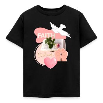 Glaube 2-Collage - Kinder T-Shirt - Schwarz - Vorne - AI Model Kid Female (0cm)