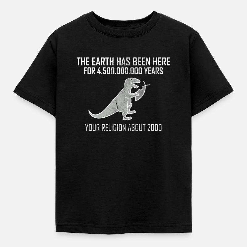 Atheism Dinosaur vs. Religion Fish Gift - Kids' T-Shirt - black