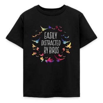 Facilement distrait par Birds Bird Lover Birder - T-shirt Enfant - noir - Devant - AI Model Kid Female (0cm)
