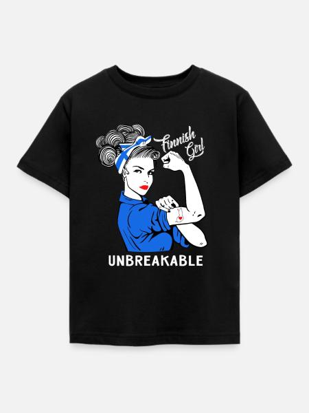 Finnisches Mädchen Unzerbrechlich - Kinder T-Shirt - Schwarz
