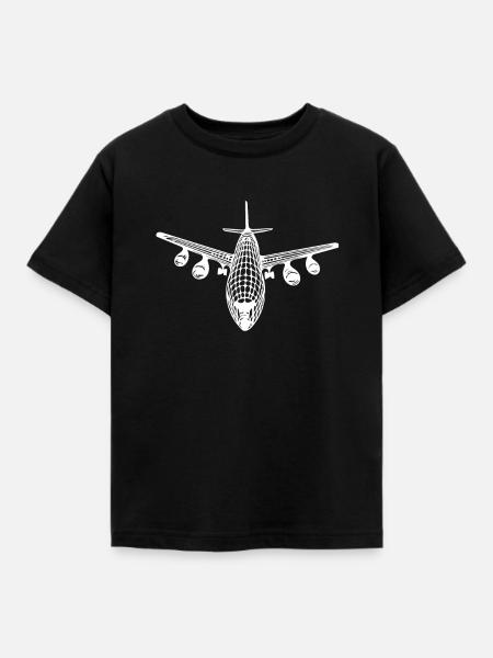 Flugzeug - Kinder T-Shirt - Schwarz