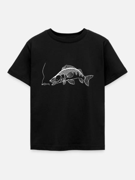 Angler Shirt - Zander - Raubfisch Angeln - Fisch - Kinder T-Shirt - Schwarz