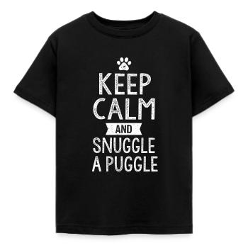 Behalten Sie Ruhe und kuscheln Sie einen Puggle-Hundeliebhaber-Gif - Kinder T-Shirt - Schwarz - Vorne - AI Model Kid Female (0cm)