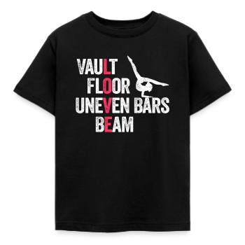 Gewölbe Boden Stufenbarren Beam Gymnastics Gymnast Gi - Kinder T-Shirt - Schwarz - Vorne - AI Model Kid Female (0cm)