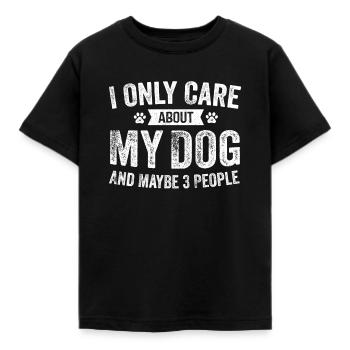 Je ne m'inquiète que de mon propriétaire de chien, amoureux de chiot, Gif - T-shirt Enfant - noir - Devant - AI Model Kid Female (0cm)