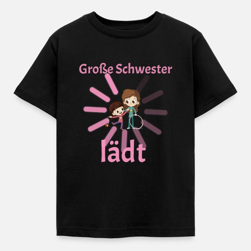 Große Schwester lädt loading Geburt Kind Schwanger - Kinder T-Shirt - Schwarz