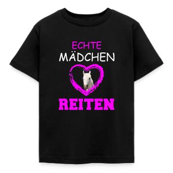ECHTE MAeDCHEN REITEN - Kinder T-Shirt - Schwarz - Vorne - AI Model Kid Female (0cm)