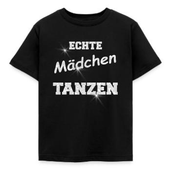 ECHTE MAeDCHEN TANZEN GLITZER WEISS - Kinder T-Shirt - Schwarz - Vorne - AI Model Kid Female (0cm)