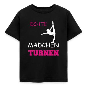 ECHTE MAeDCHEN TURNEN - Kinder T-Shirt - Schwarz - Vorne - AI Model Kid Female (0cm)