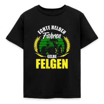 Traktor Echte Helden fahren Gelbe Felgen Bauer Far - Kinder T-Shirt - Schwarz - Vorne - AI Model Kid Female (0cm)