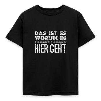 hier ist das warum - Kinder T-Shirt - Schwarz - Vorne - AI Model Kid Female (0cm)