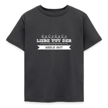 love is healing - Kids' T-Shirt - dark grey - Front - AI Model Kid Female (0cm)