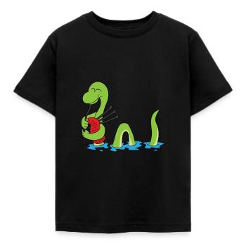 Scotland monster Loch Ness Nessie bagpipe - Kids' T-Shirt - black - Front - AI Model Kid Female (0cm)