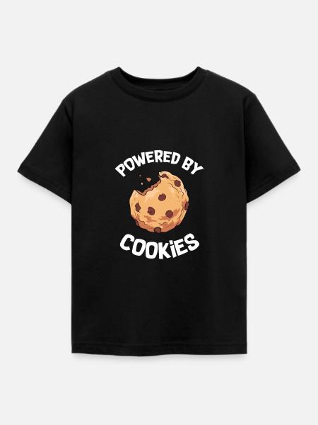 Cookie - Powered by Cookies - Kinder T-Shirt - Schwarz