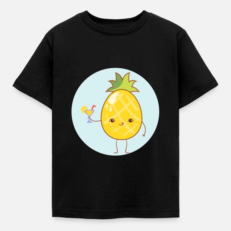 Süße Bio-Ananas - Kinder T-Shirt - Schwarz