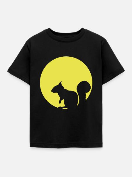 Squirrel In The Moonlight - Kinder T-Shirt - Schwarz