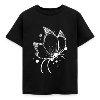 Schmetterling Schmetterling Blumenmuster - Kinder T-Shirt - Schwarz - Vorne - AI Model Kid Female (0cm)