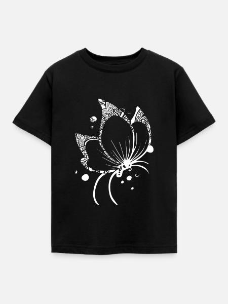 Schmetterling Schmetterling Blumenmuster - Kinder T-Shirt - Schwarz
